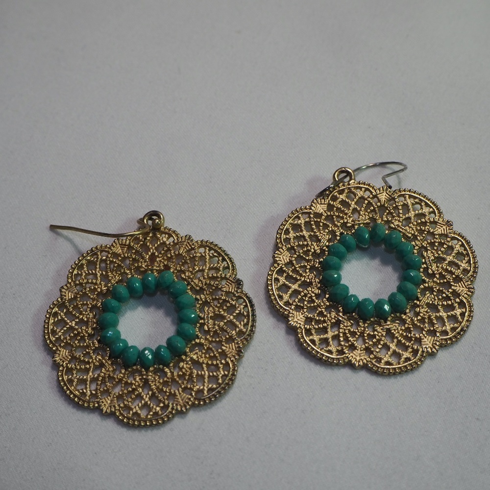 Gold and turquoise earrings